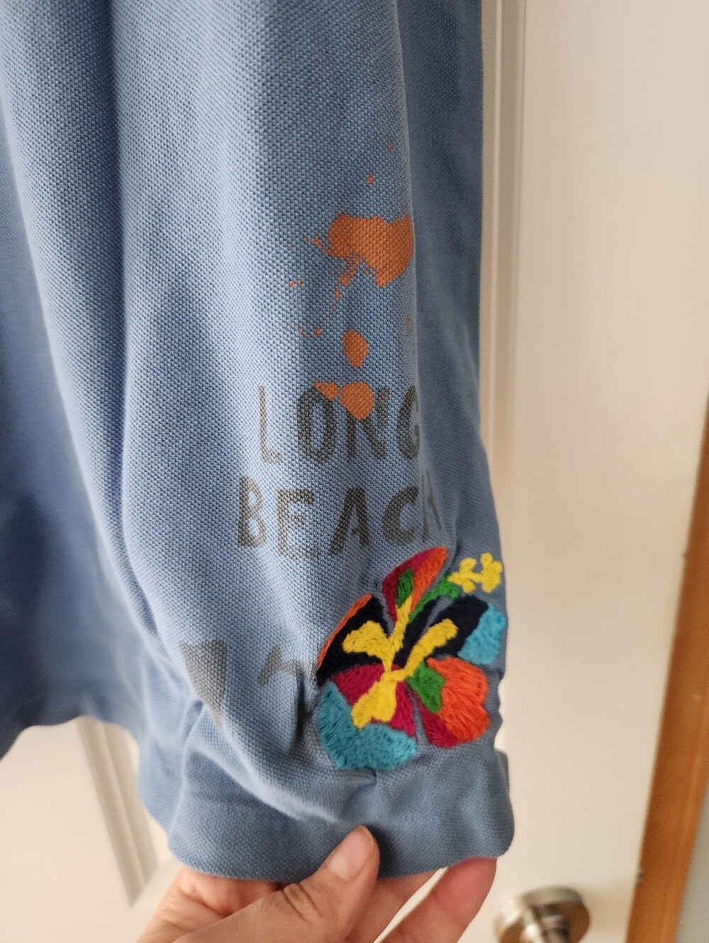 Ralph Lauren Light Blue Graphic Hawaian Polo with Multicolor  Embroidery - Picture 7 of 7